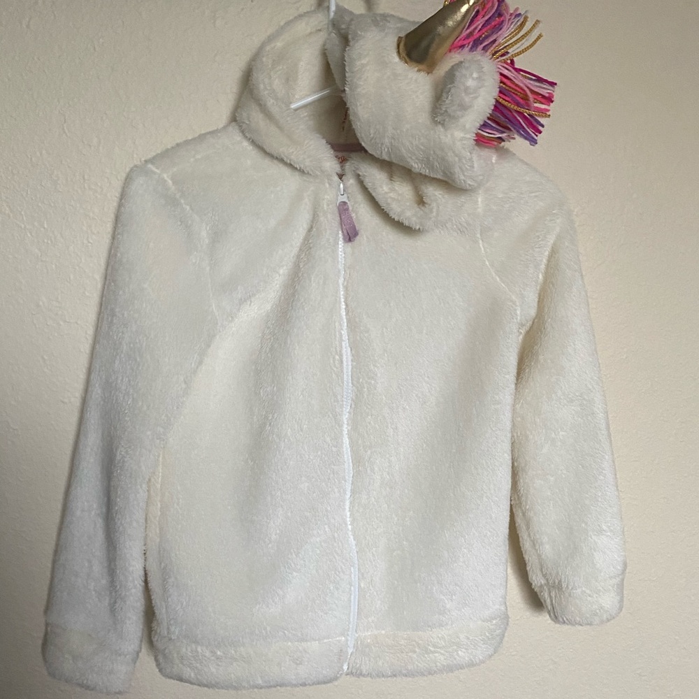 Unicorn fluffy jacket with horn, mane,and wings